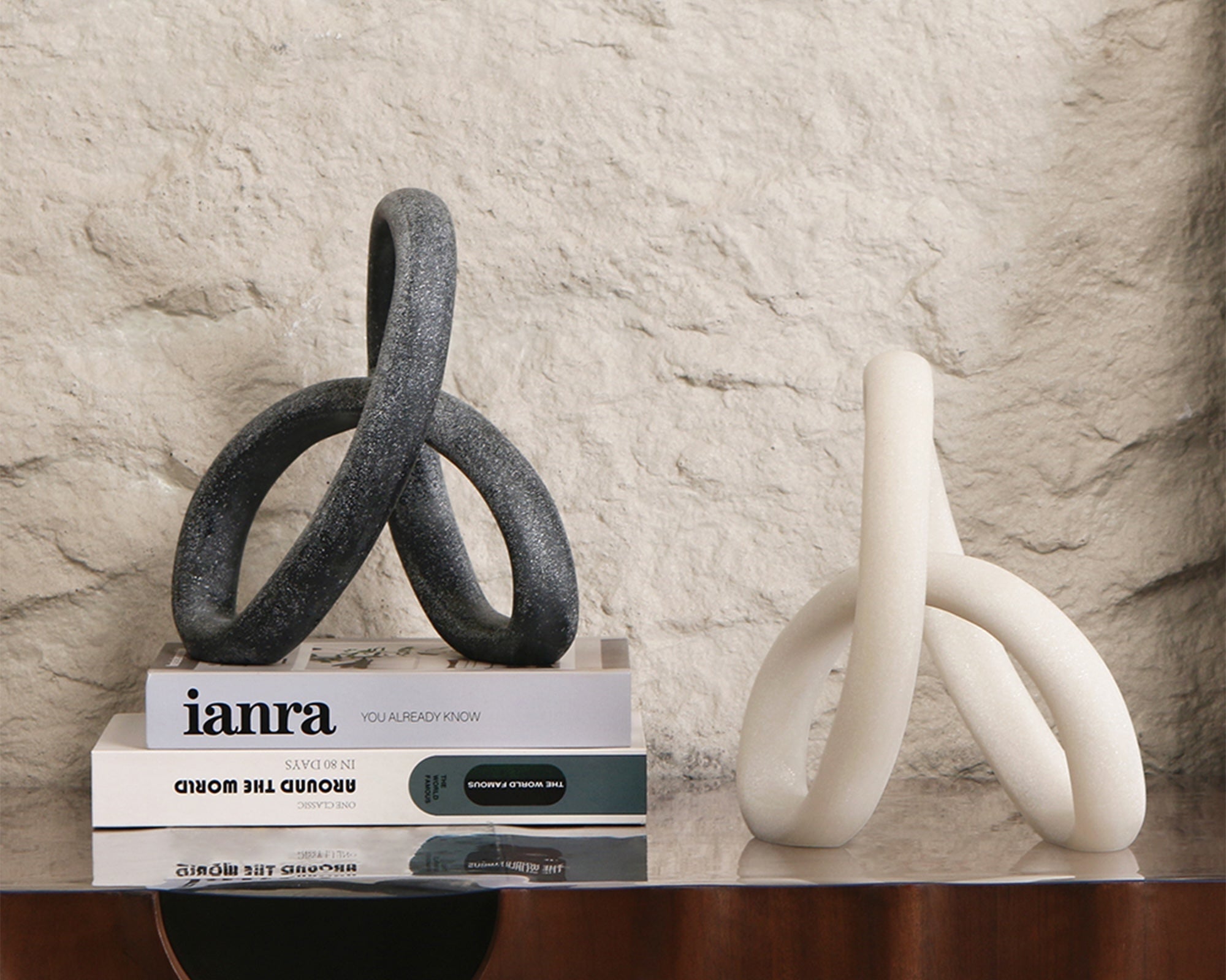 Liang & Eimil Loop Sculpture - White Marble Effect