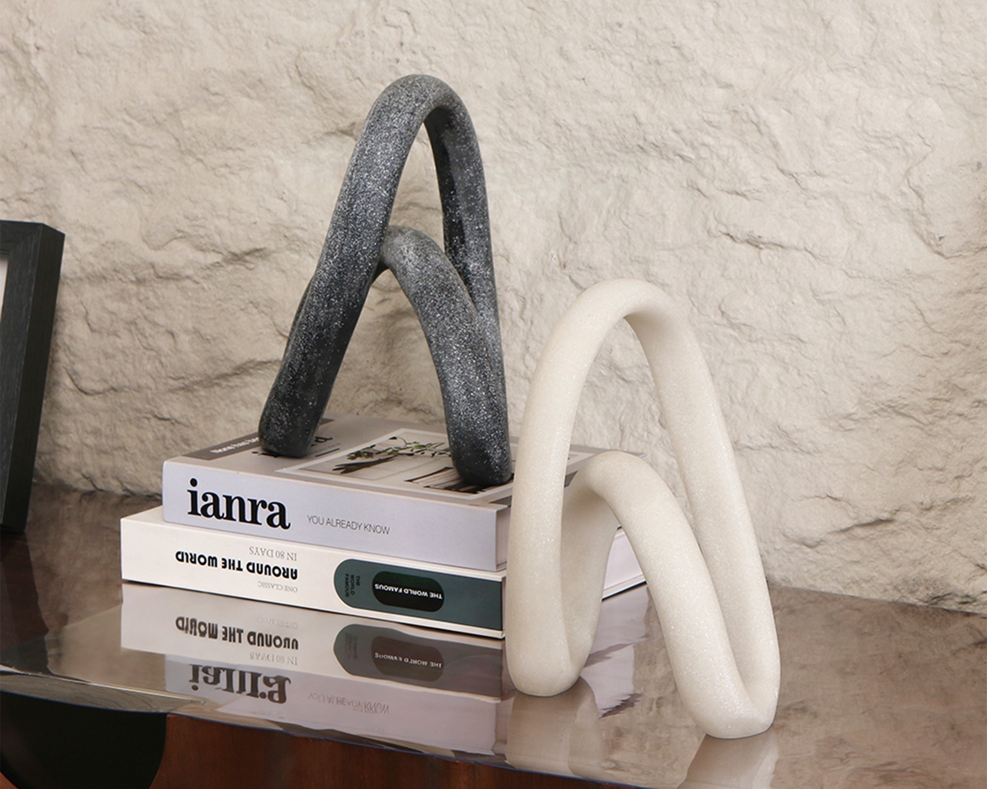 Liang & Eimil Loop Sculpture - White Marble Effect