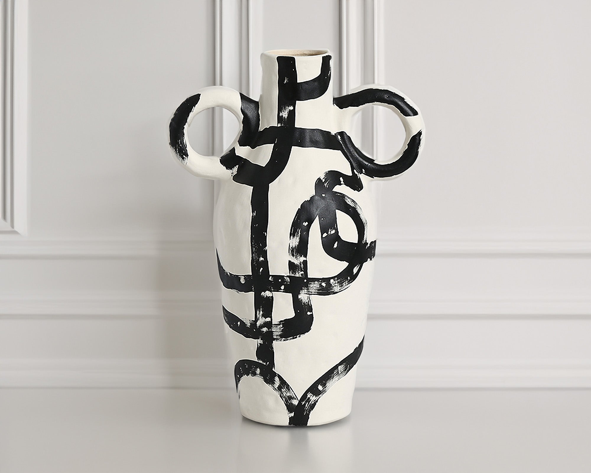Yang Vase  - White and Black Ceramic