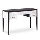 Malibu Console Table  -  Black Satin Veneer, Hairline White & Red Lining
