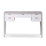 Malibu Console Table  -  Grey Satin Veneer, Hairline White & Red Lining