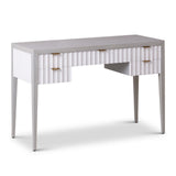 Malibu Console Table  -  Grey Satin Veneer, Hairline White & Red Lining