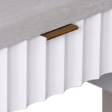 Malibu Console Table  -  Grey Satin Veneer, Hairline White & Red Lining
