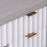 Malibu Console Table  -  Grey Satin Veneer, Hairline White & Red Lining