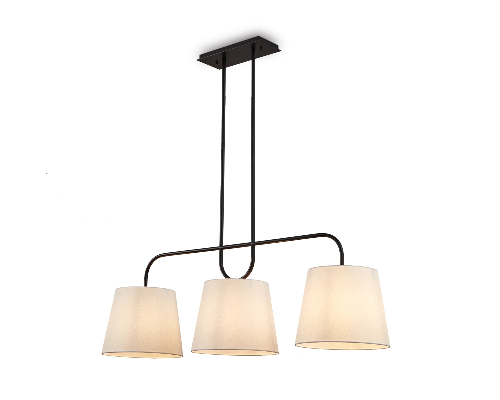 De Voir Pendant Lamp - Black Metal and White Linen