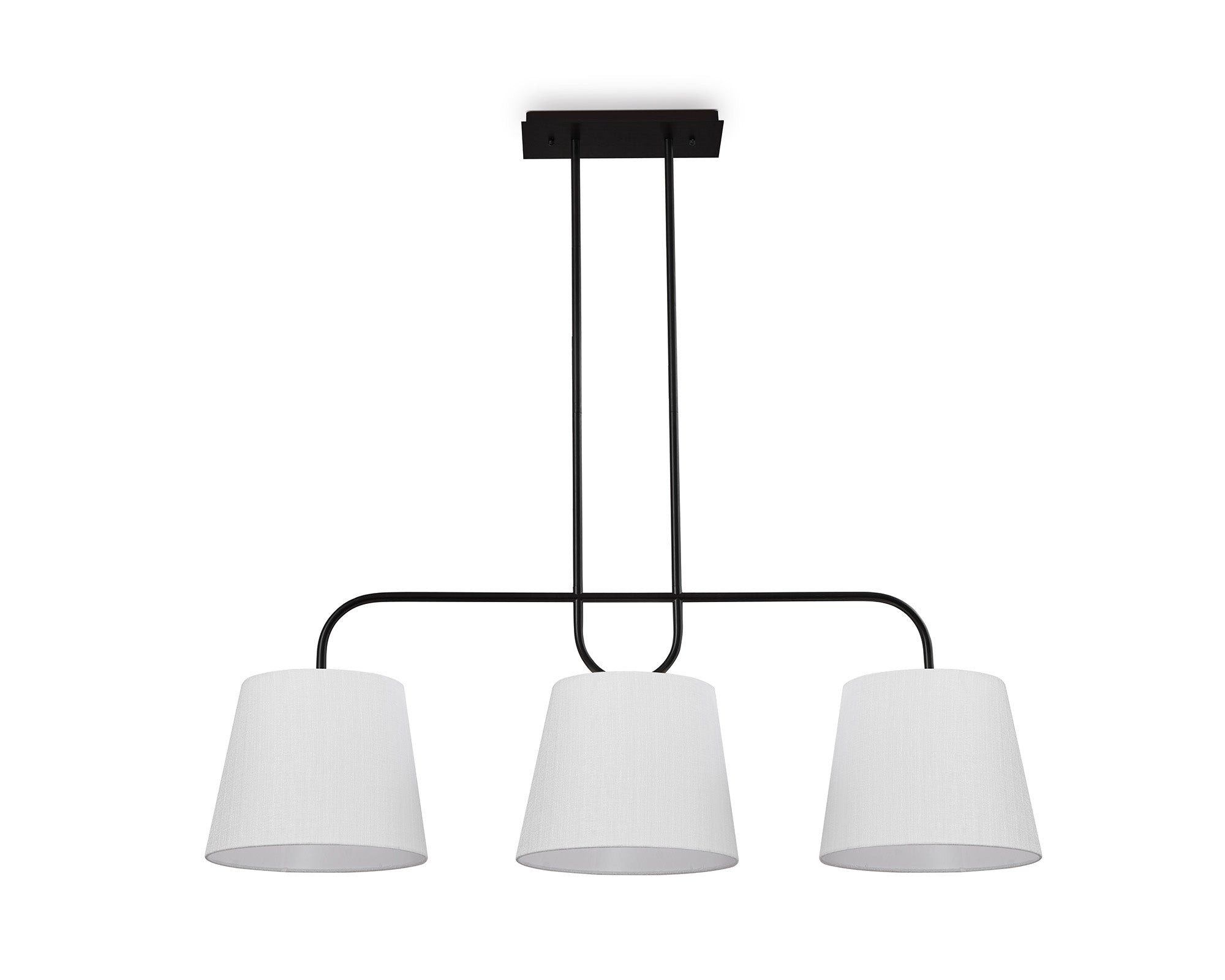 De Voir Pendant Lamp - Black Metal and White Linen