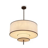 Aris Pendant Lamp - Black Metal and White Linen