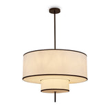 Aris Pendant Lamp - Black Metal and White Linen
