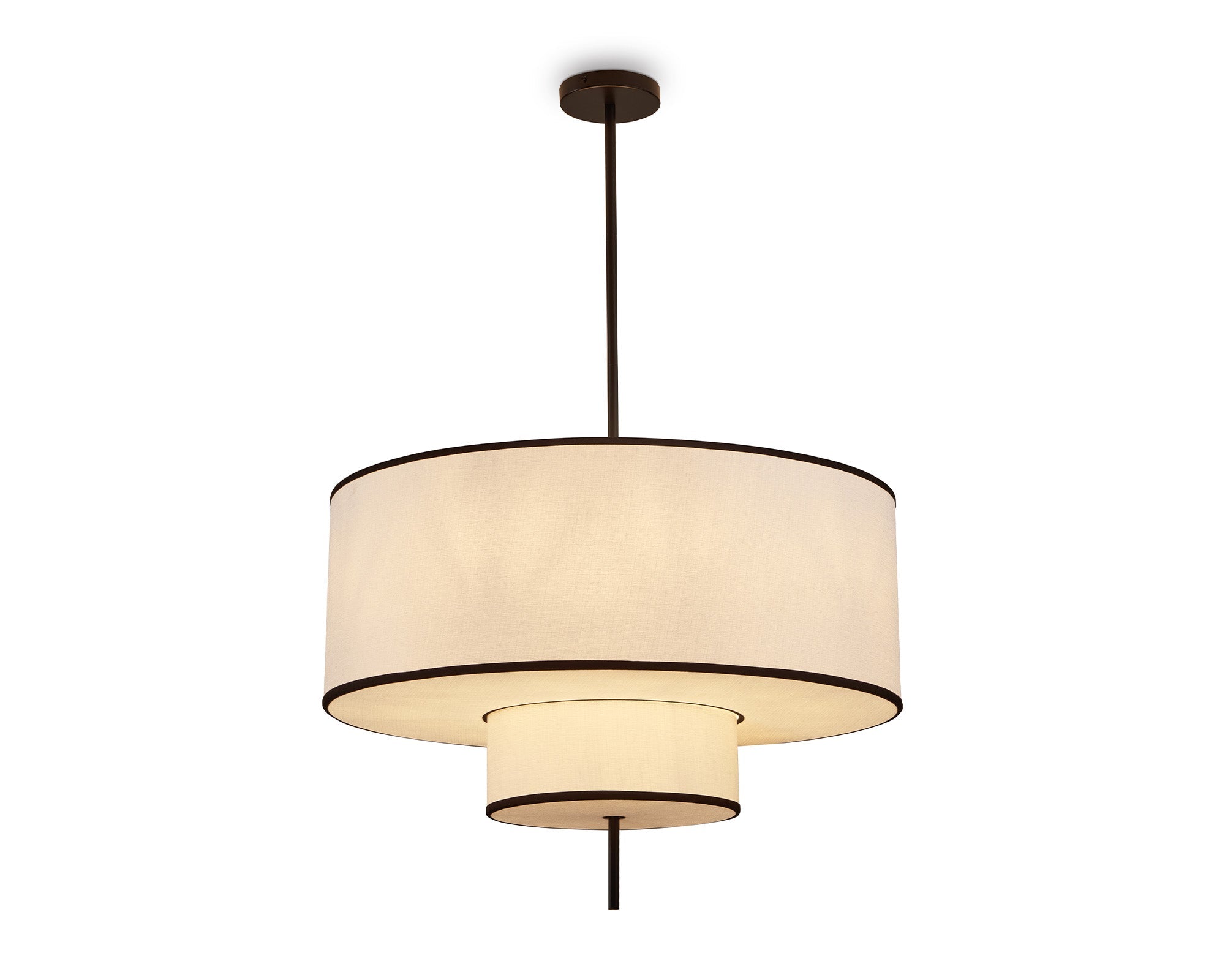 Aris Pendant Lamp - Black Metal and White Linen