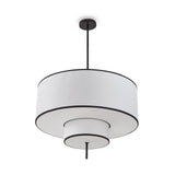 Aris Pendant Lamp - Black Metal and White Linen