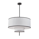Aris Pendant Lamp - Black Metal and White Linen