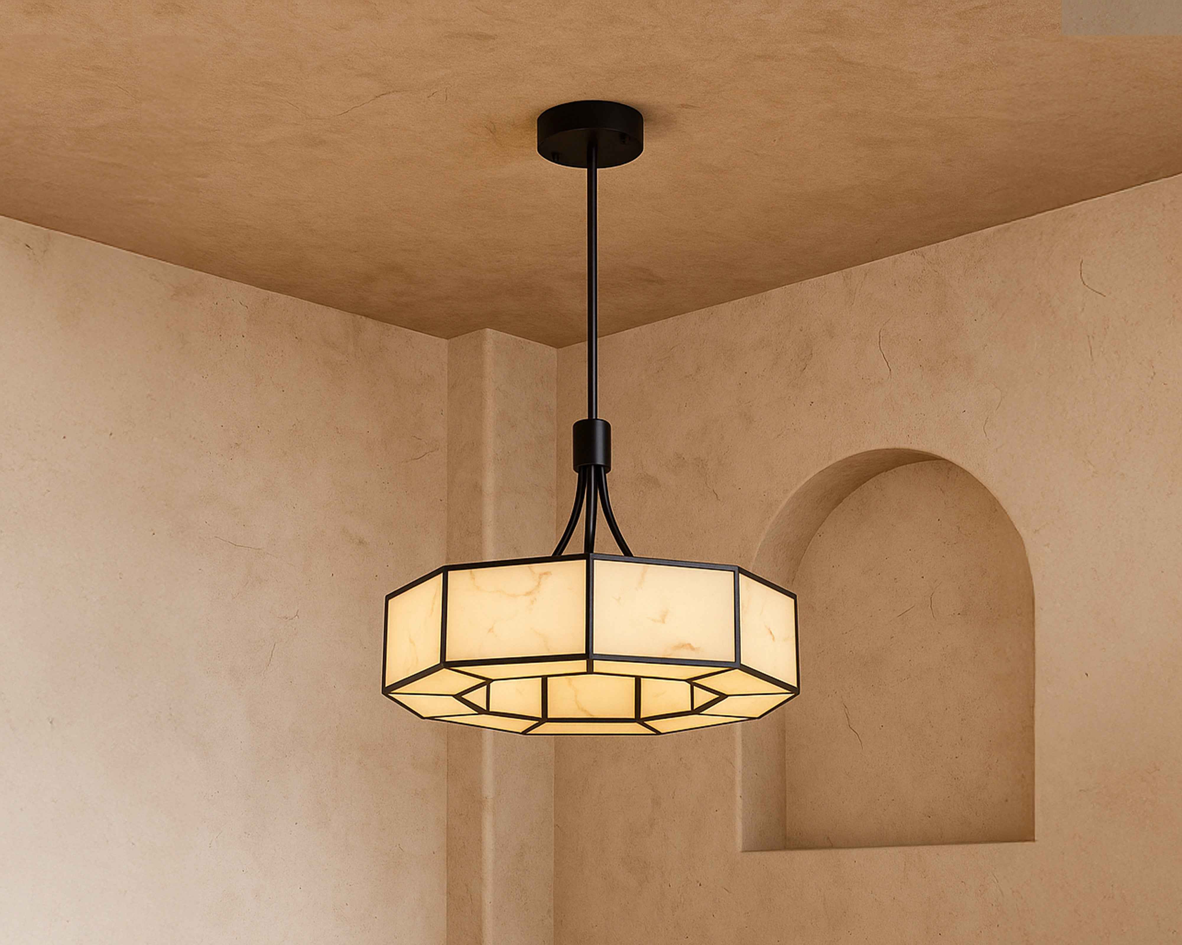 Liang & Eimil Allen Pendant Lamp – Alabaster Effect and Black Metal