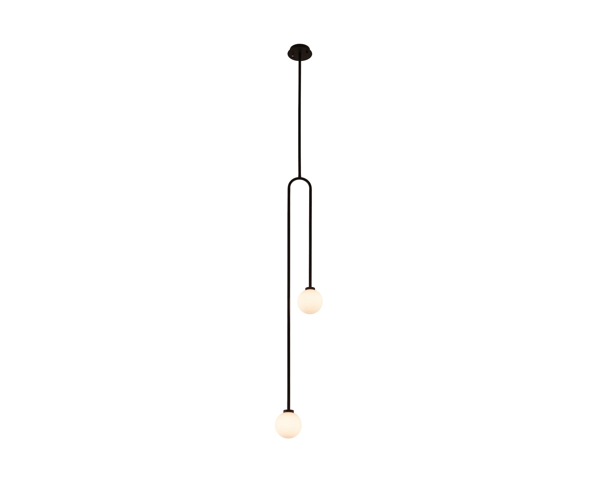 Liang & Eimil Arket Pendant Light – White Frosted Glass Globe/Black Metal