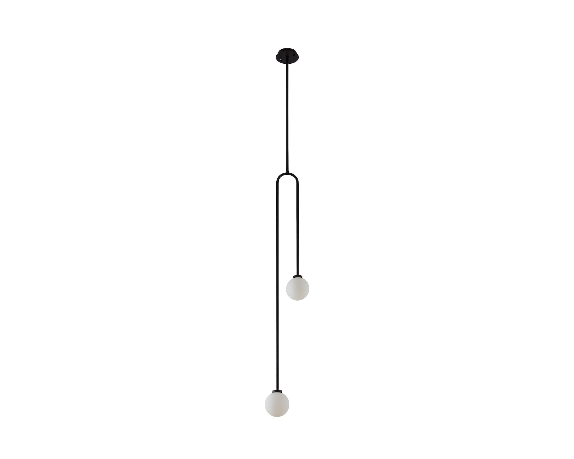 Liang & Eimil Arket Pendant Light – White Frosted Glass Globe/Black Metal
