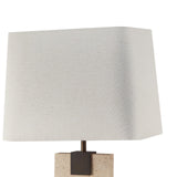 Madison Table Lamp - Travertine, Off White Linen and Antique Bronze