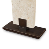 Madison Table Lamp - Travertine, Off White Linen and Antique Bronze