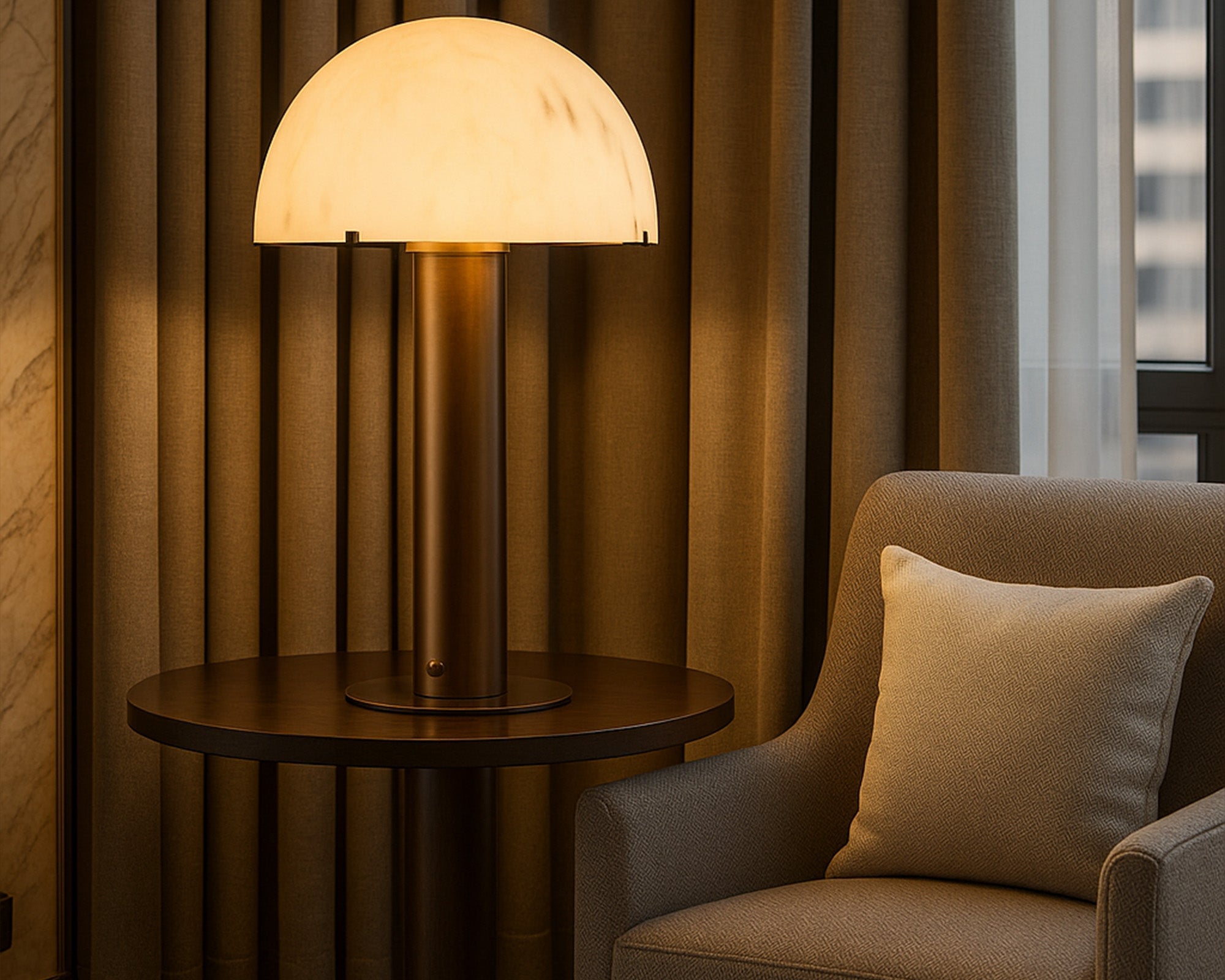 Aston Table Lamp - Alabaster and Antique Brass