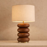 Liang & Eimil Dalt Table Lamp - Mid Brown Oak and Beige Linen Shade