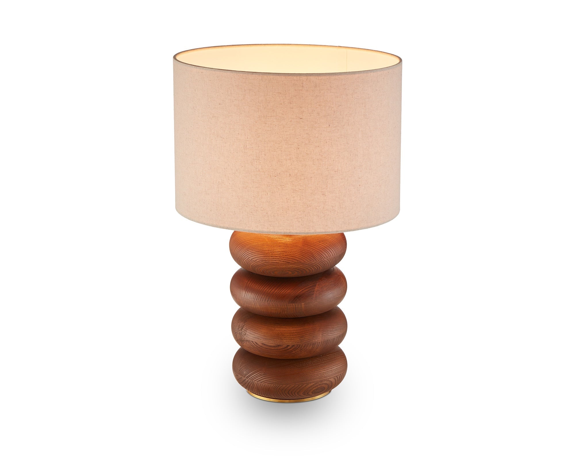 Liang & Eimil Dalt Table Lamp - Mid Brown Oak and Beige Linen Shade