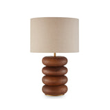Liang & Eimil Dalt Table Lamp - Mid Brown Oak and Beige Linen Shade