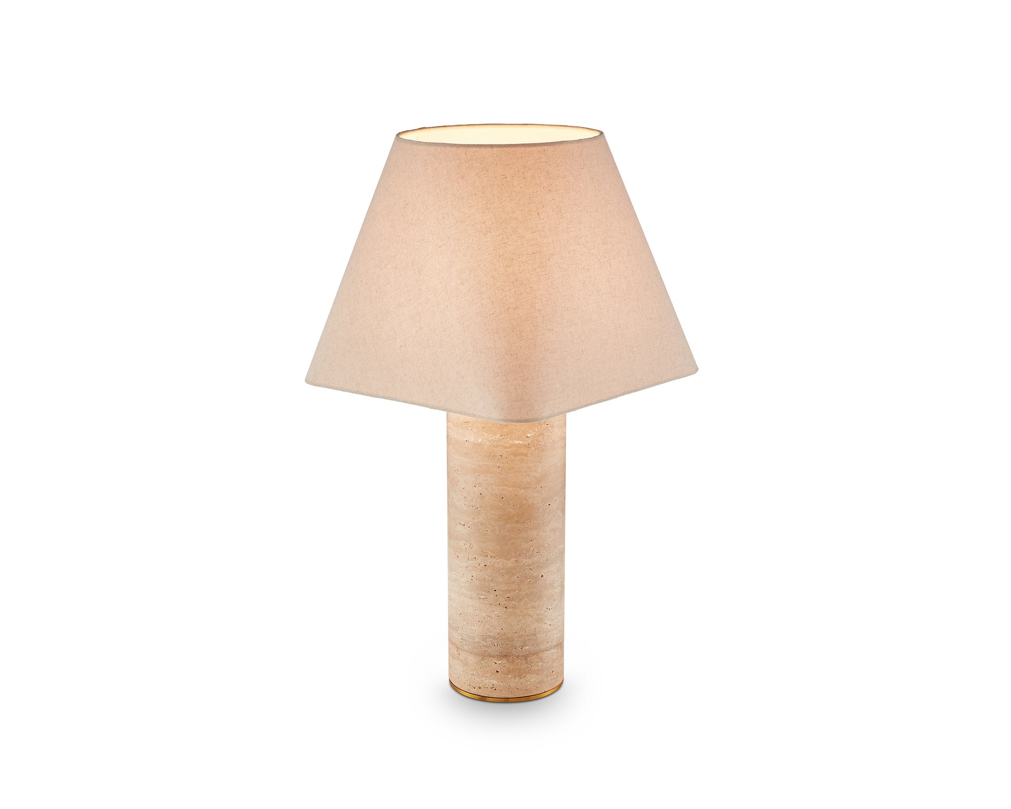 Liang & Eimil Corina Table Lamp - Travertine Marble & Beige Linen Shade