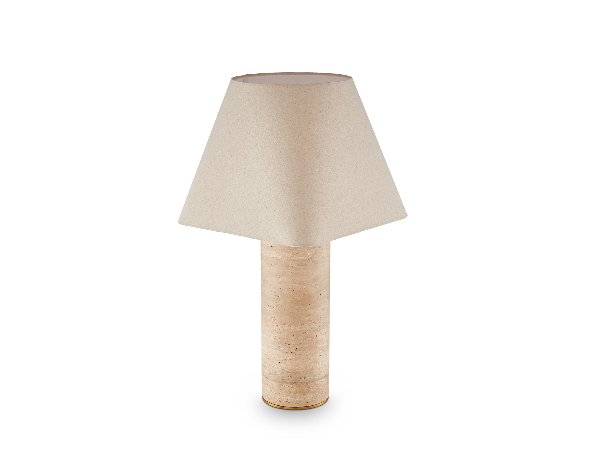 Liang & Eimil Corina Table Lamp - Travertine Marble & Beige Linen Shade