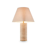 Liang & Eimil Corina Table Lamp - Travertine Marble & Beige Linen Shade