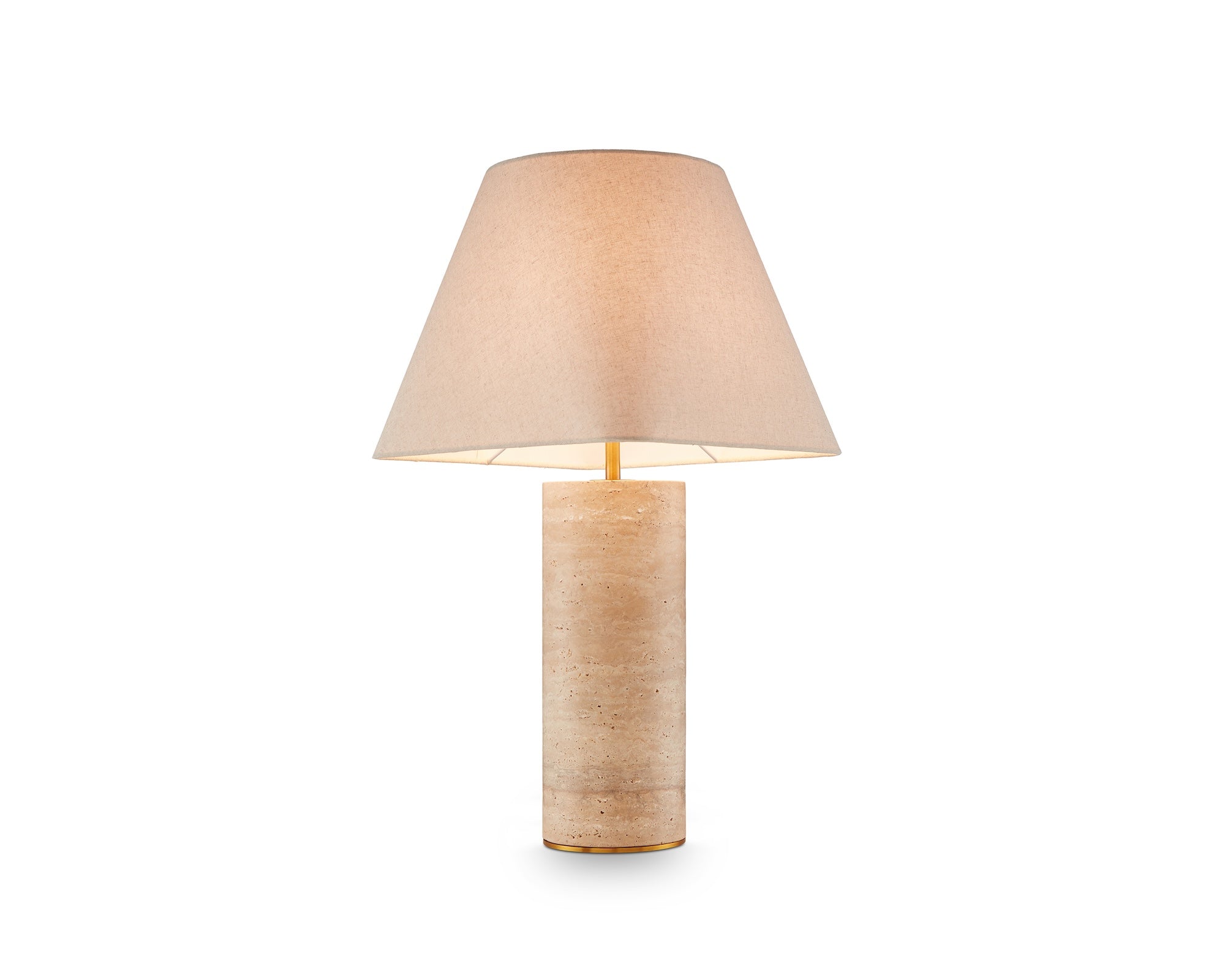 Liang & Eimil Corina Table Lamp - Travertine Marble & Beige Linen Shade