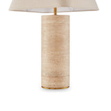 Liang & Eimil Corina Table Lamp - Travertine Marble & Beige Linen Shade