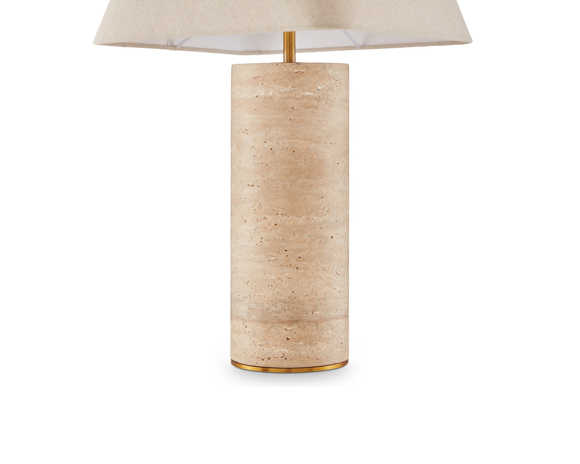 Liang & Eimil Corina Table Lamp - Travertine Marble & Beige Linen Shade