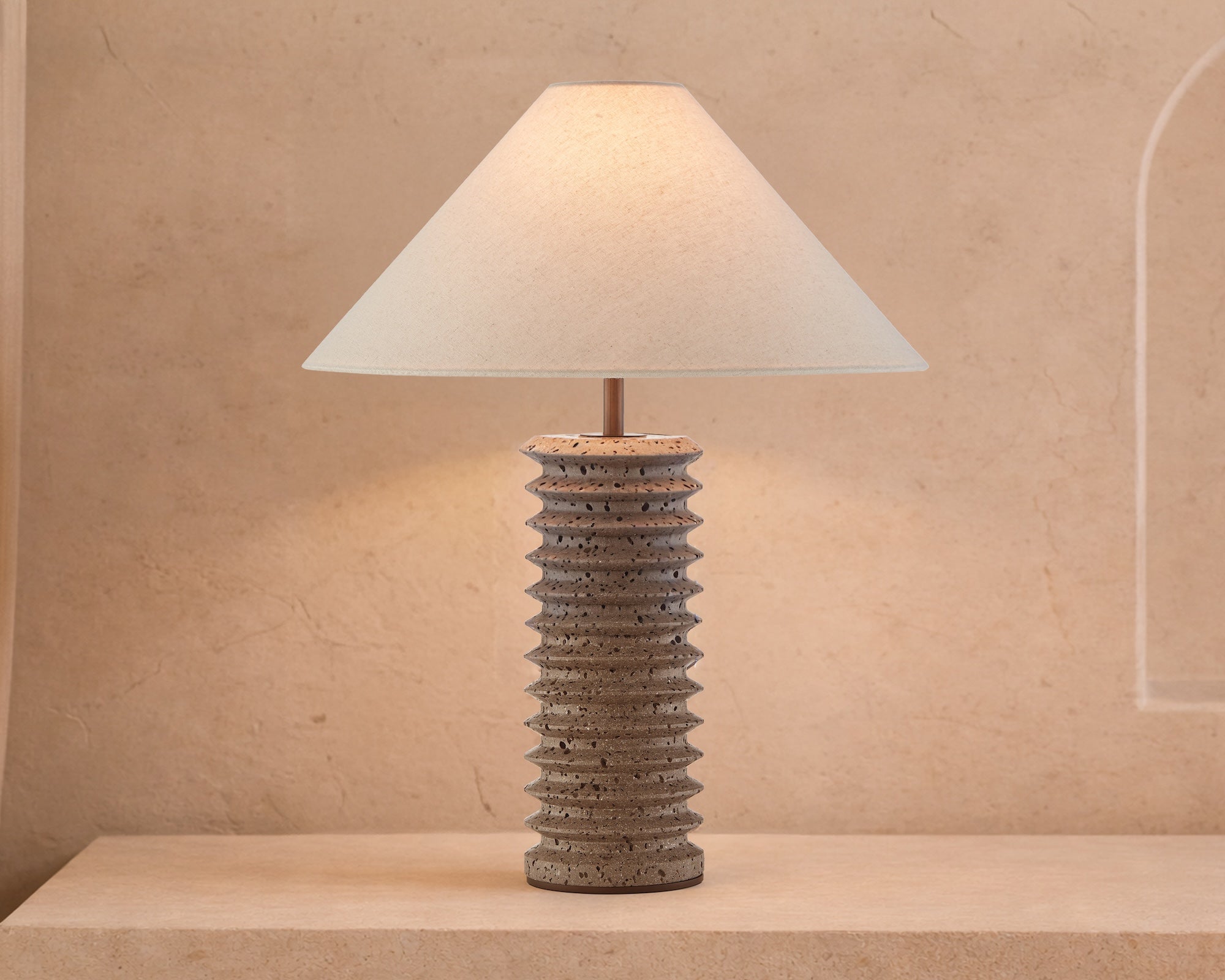 Liang & Eimil Carson Table Lamp – Black Travertine & Antique Bronze
