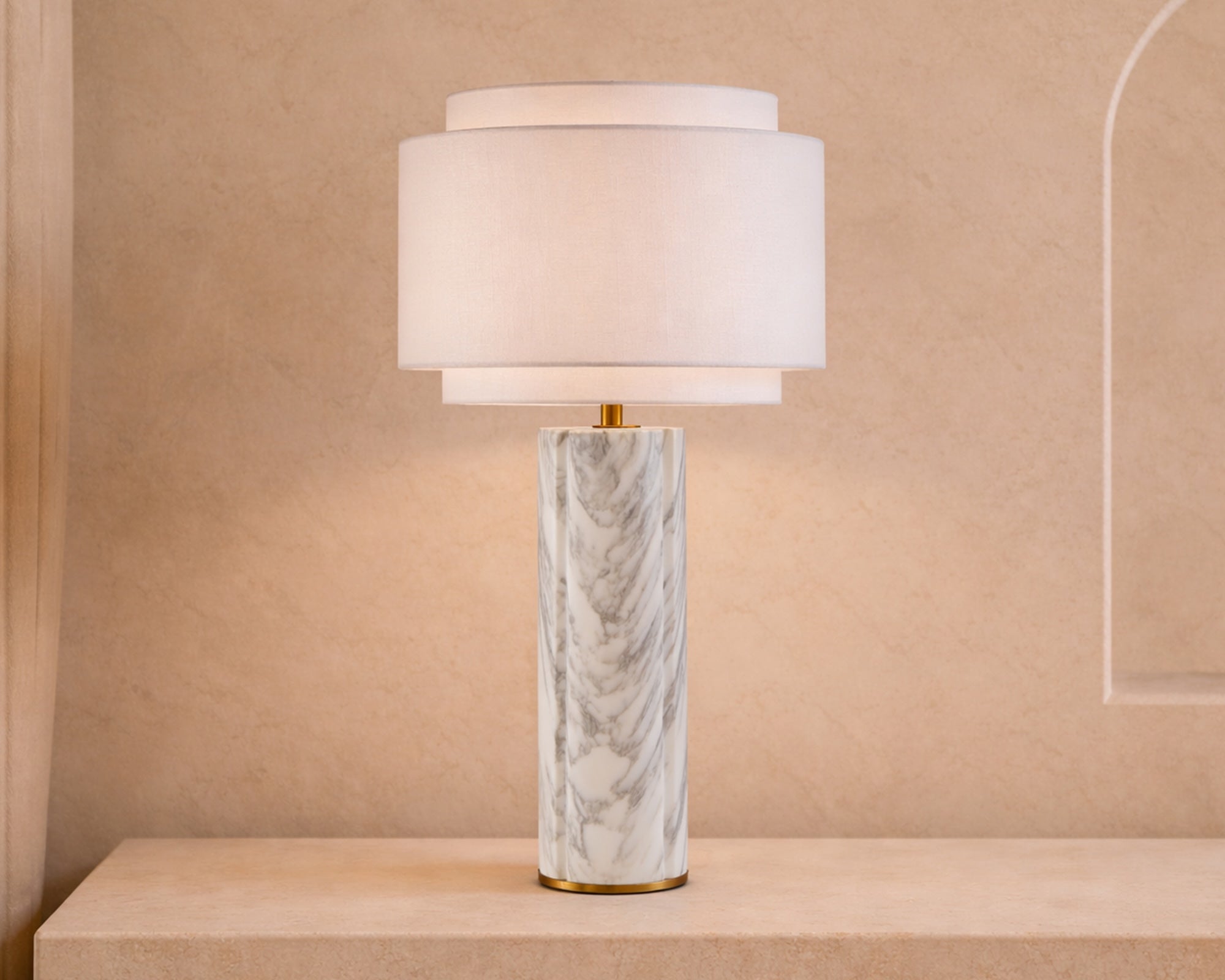 Liang & Eimil Aulis Table Lamp – White & Grey Marble