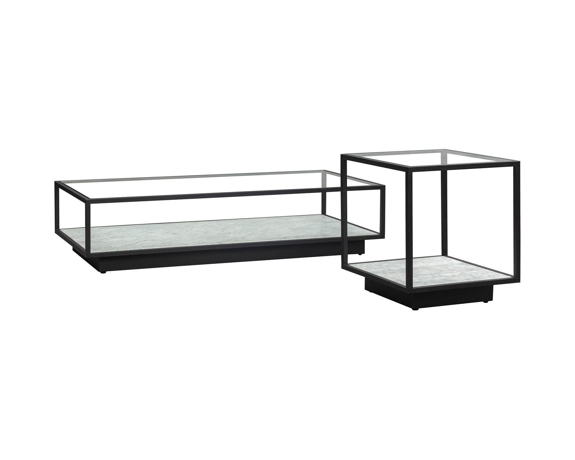 Liang & Eimil Belmon Coffee Table – Carrara Marble and Black Textured Metal