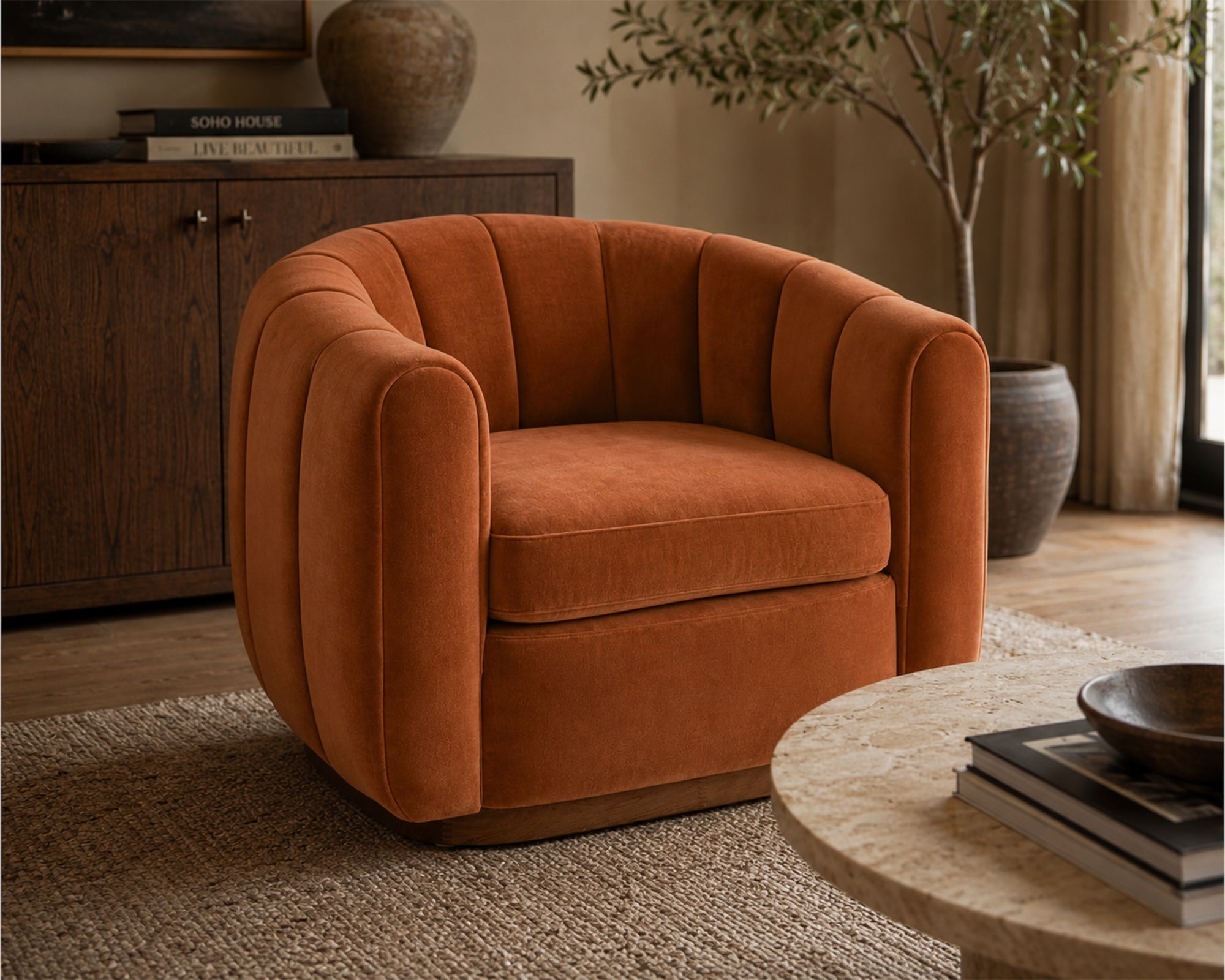Liang & Eimil Arles Occasional Chair – Melbourne Clay Velvet