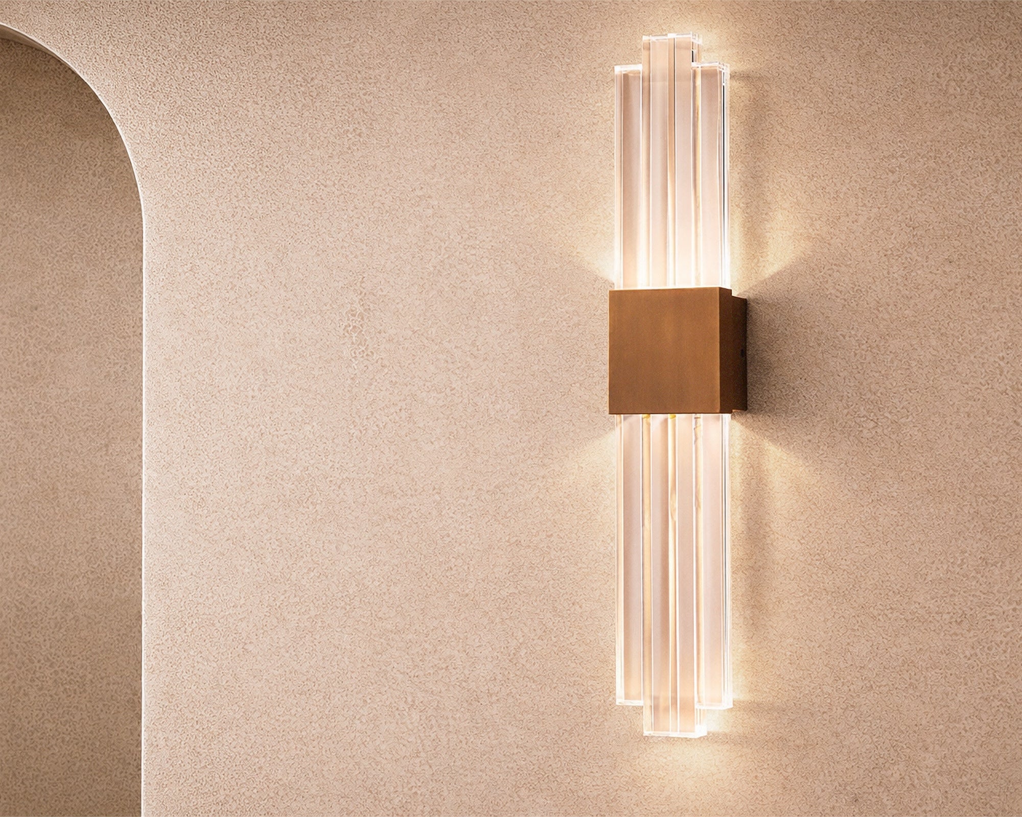 Liang & Eimil Bravura IP44 Wall Light - Acrylic and Brushed Brass