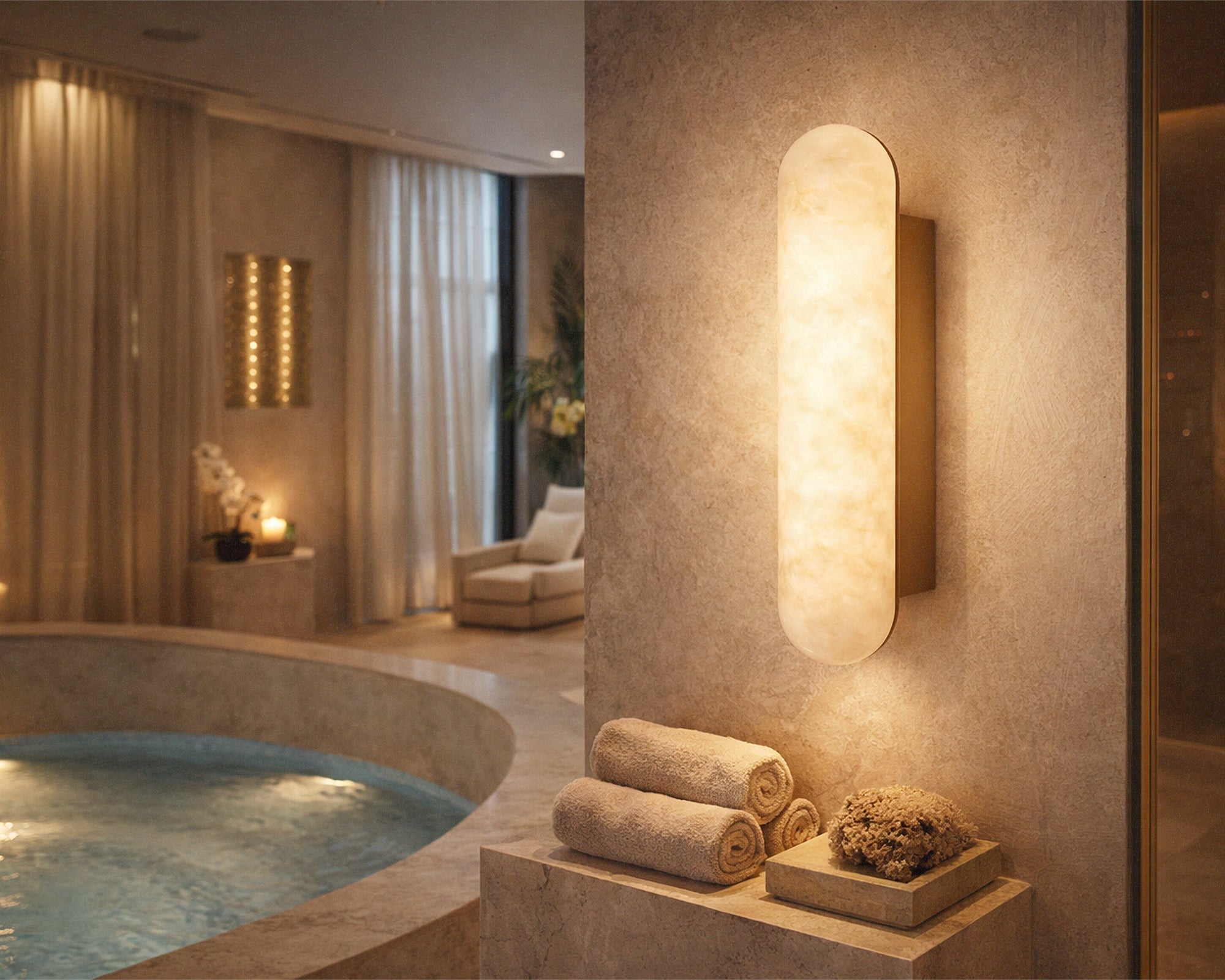 Liang & Eimil Alura IP44 Wall Light - Alabaster and Brushed Brass