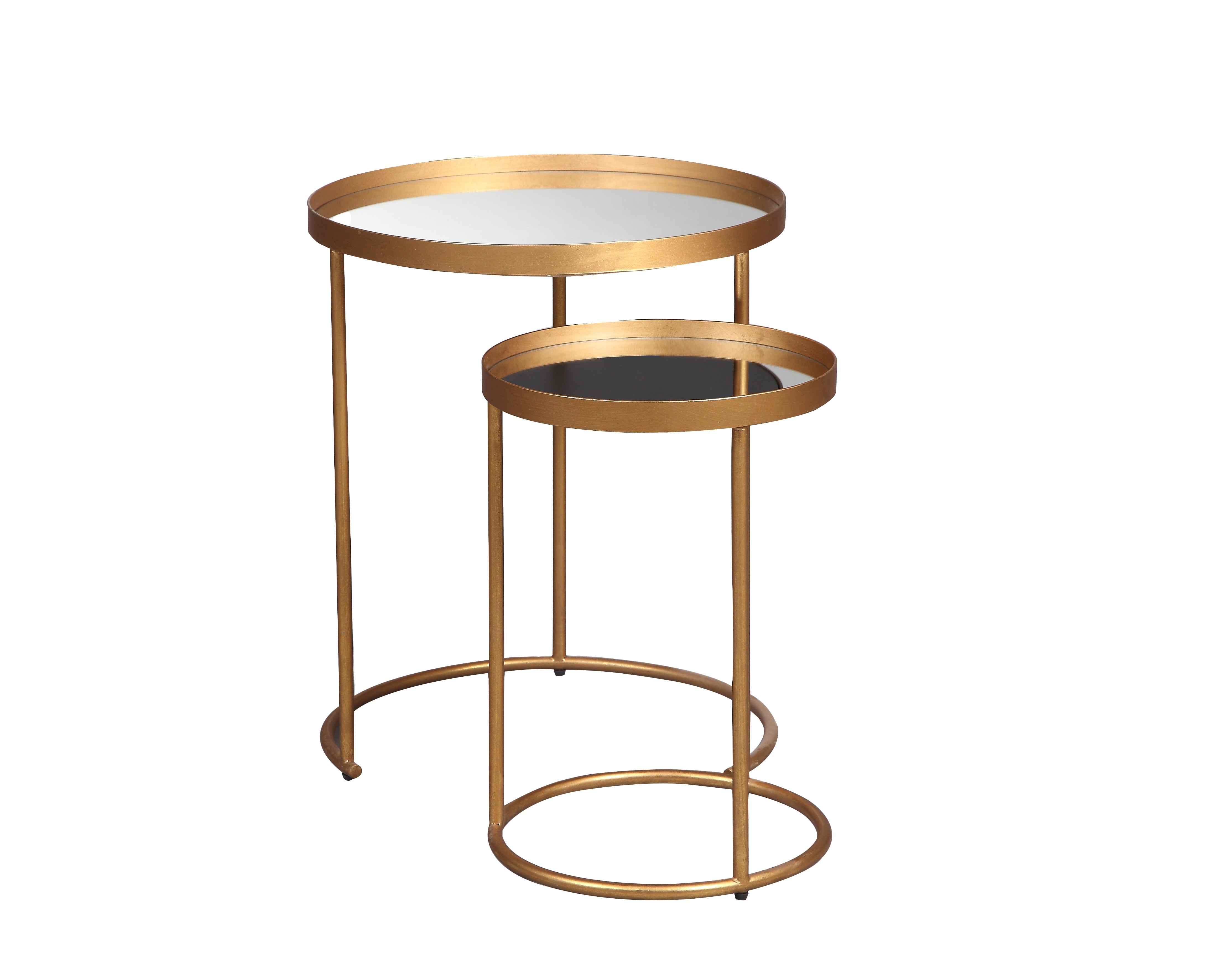 Liang & Eimil Song Side Tables (Set of 2) with Mirror Tops and Antique Gold