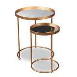 Liang & Eimil Song Side Tables (Set of 2) with Mirror Tops and Antique Gold