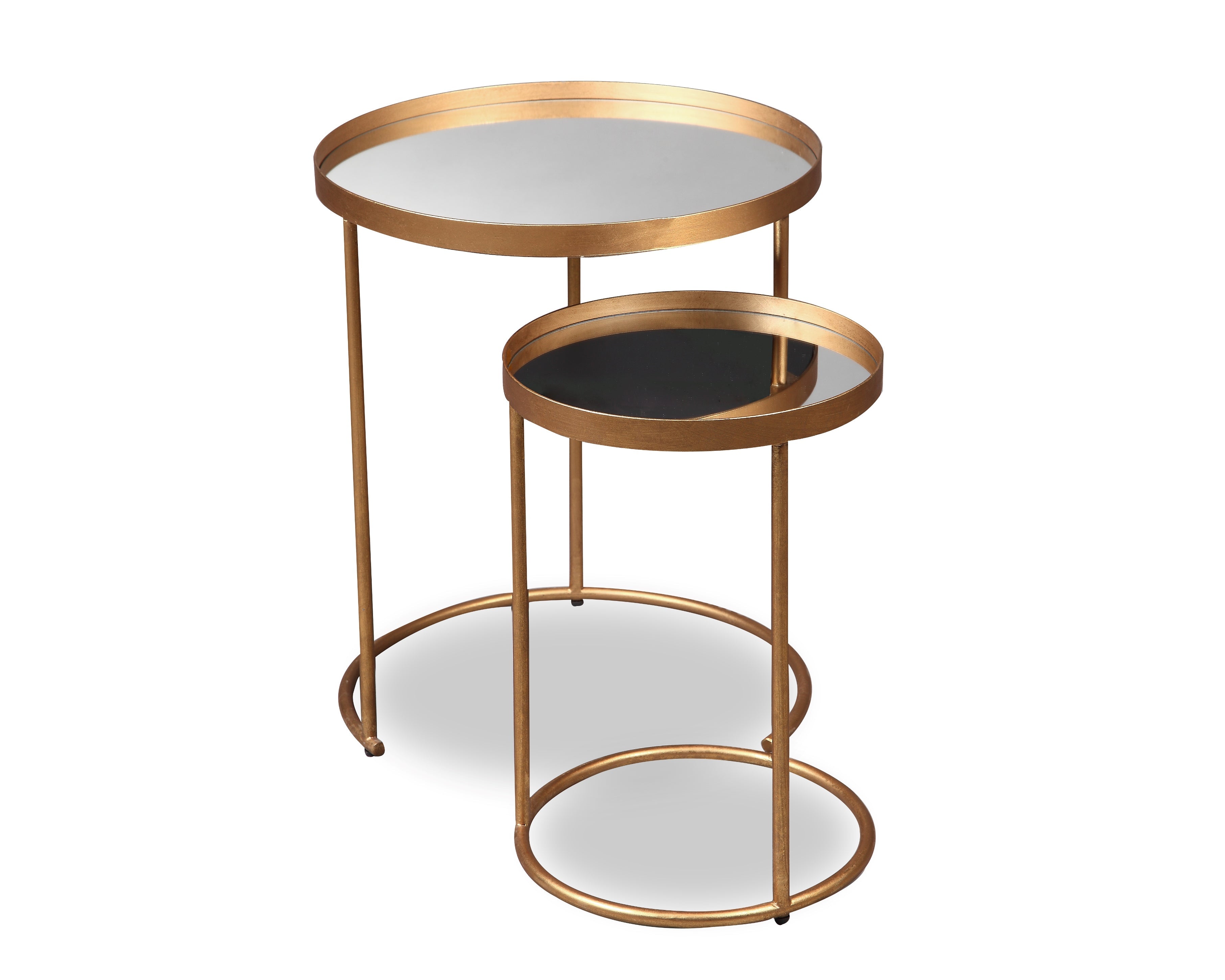 Liang & Eimil Song Side Tables (Set of 2) with Mirror Tops and Antique Gold