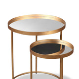Liang & Eimil Song Side Tables (Set of 2) with Mirror Tops and Antique Gold