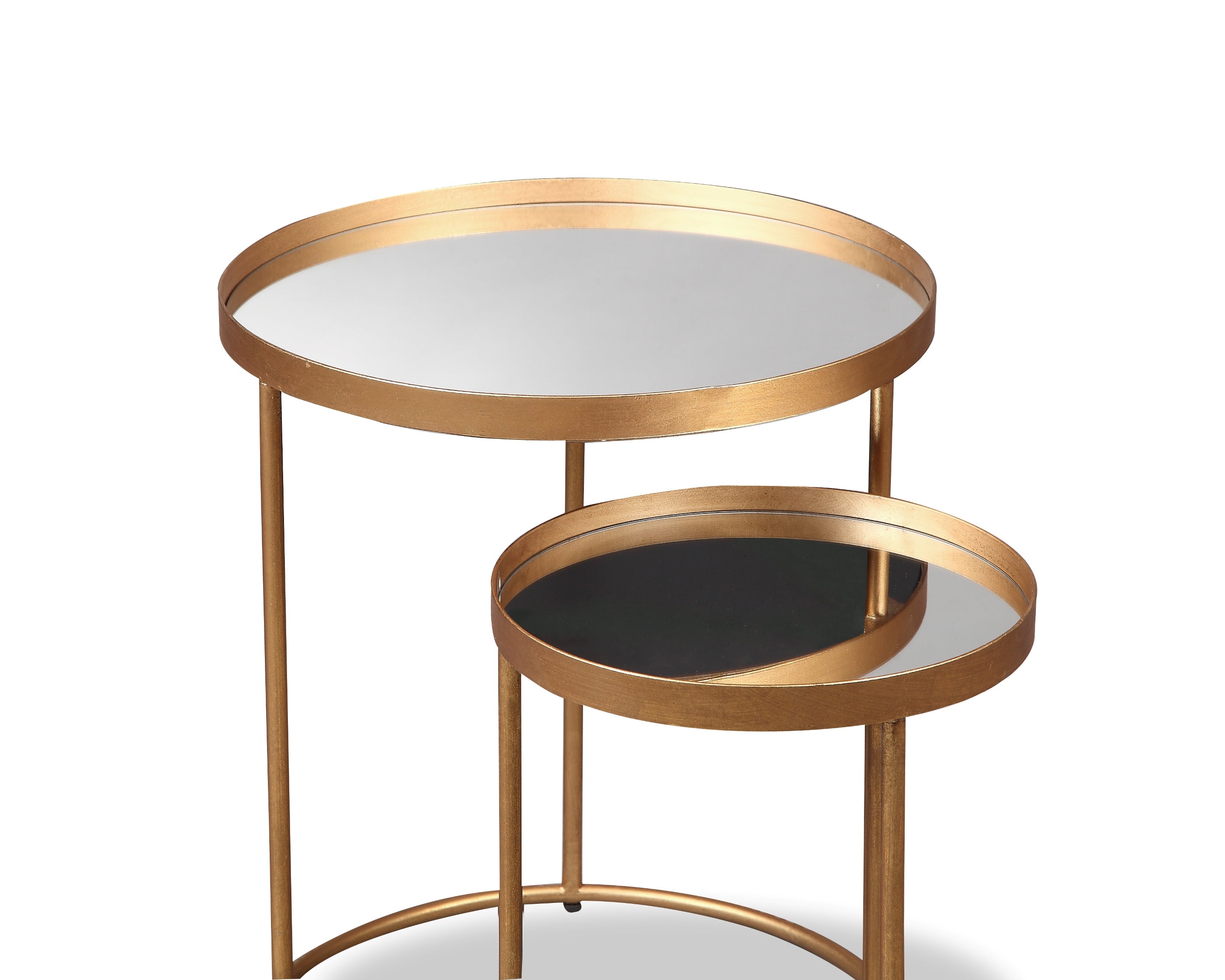 Liang & Eimil Song Side Tables (Set of 2) with Mirror Tops and Antique Gold