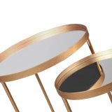 Liang & Eimil Song Side Tables (Set of 2) with Mirror Tops and Antique Gold