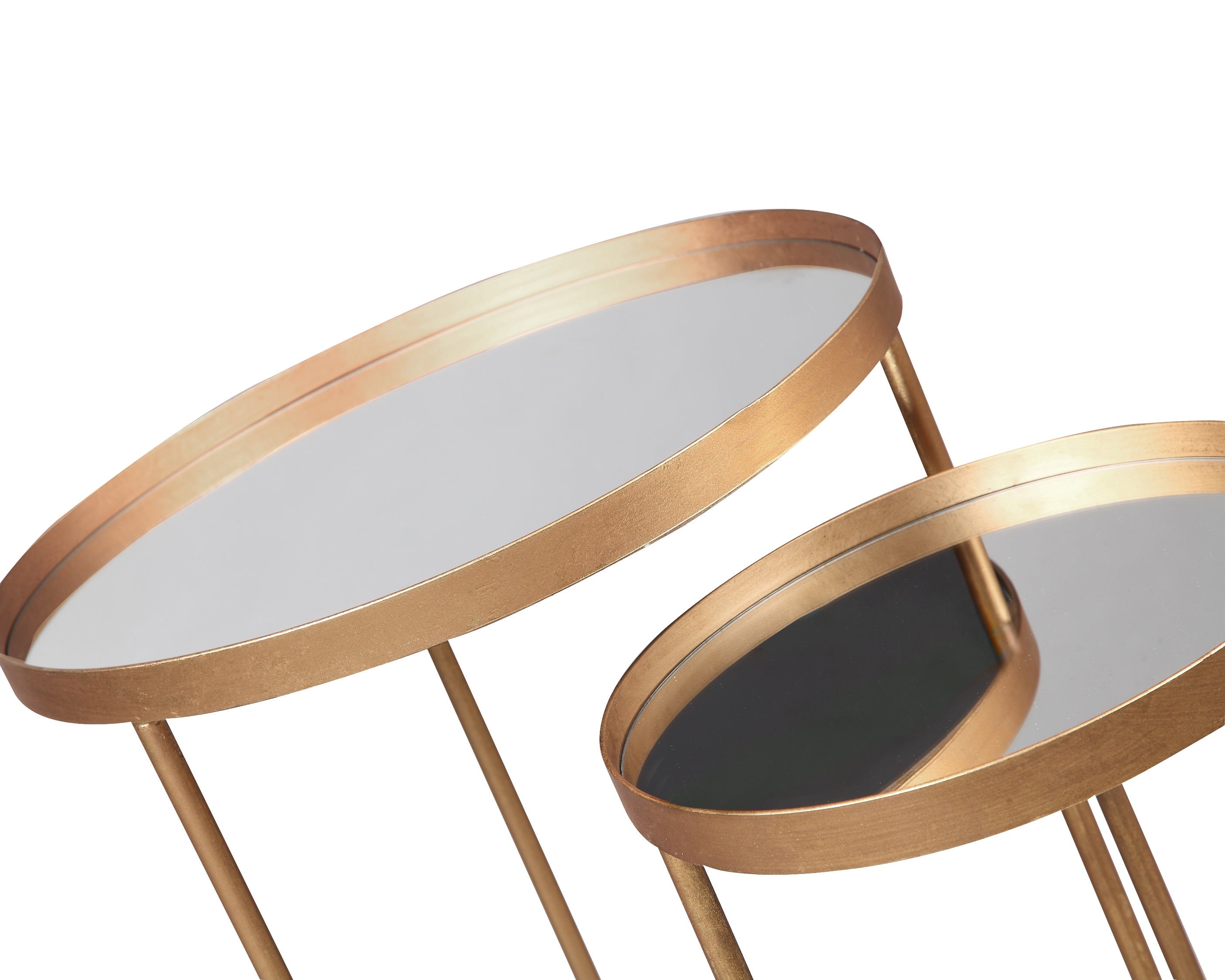 Liang & Eimil Song Side Tables (Set of 2) with Mirror Tops and Antique Gold