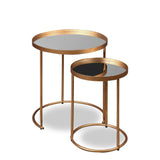 Liang & Eimil Song Side Tables (Set of 2) with Mirror Tops and Antique Gold
