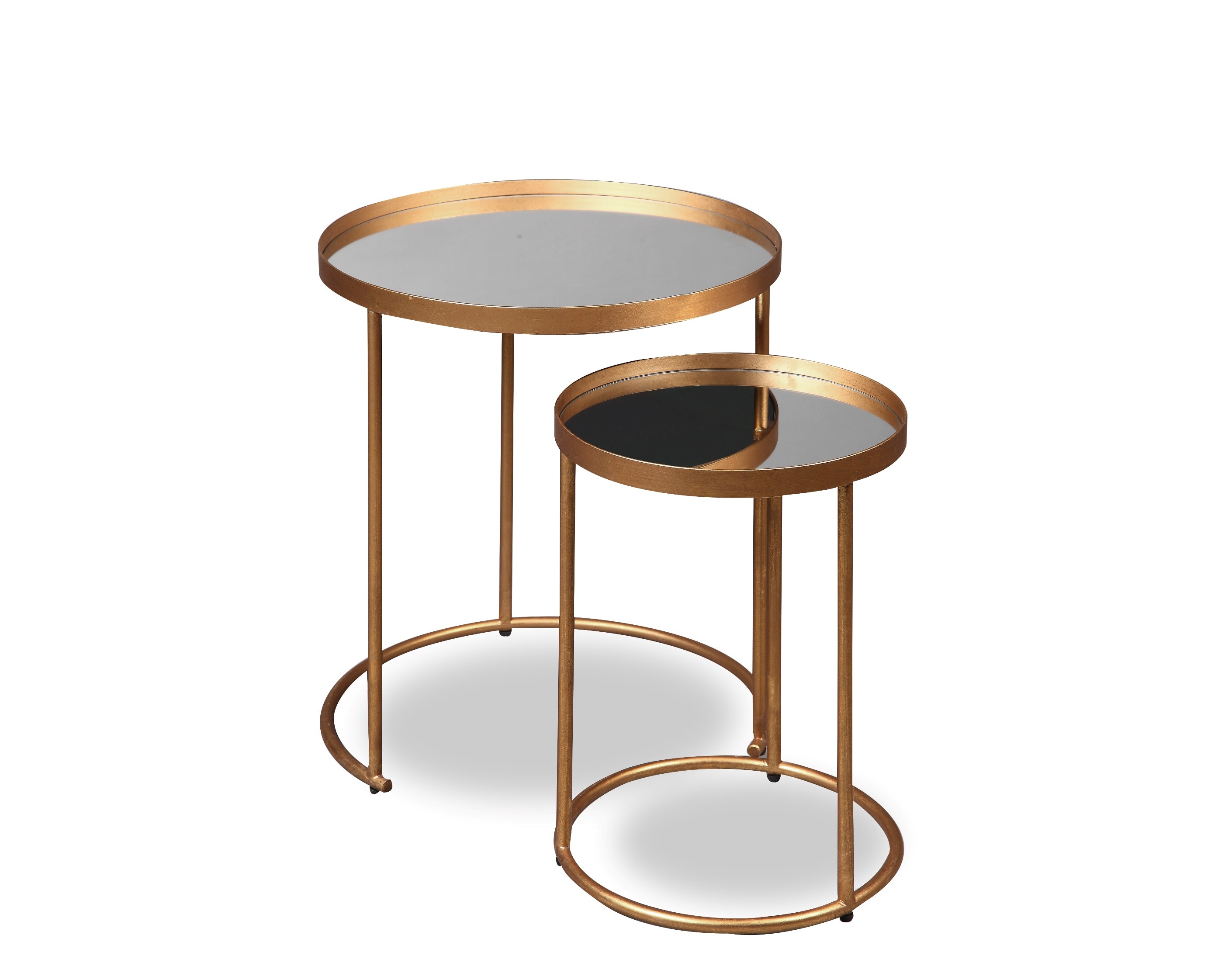 Liang & Eimil Song Side Tables (Set of 2) with Mirror Tops and Antique Gold