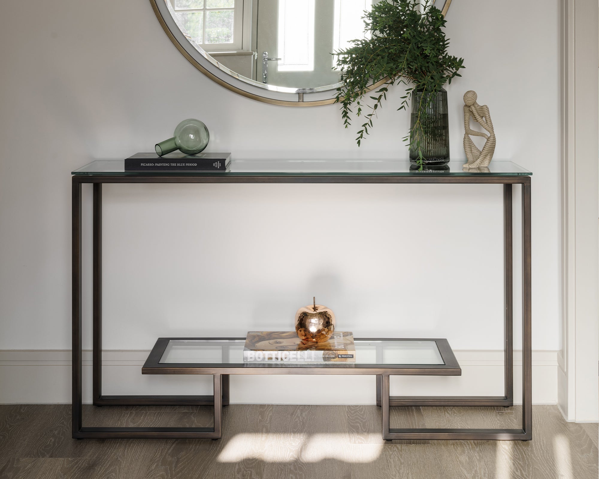 Liang & Eimil Mayfair Console Table with Glass and Antique Bronze