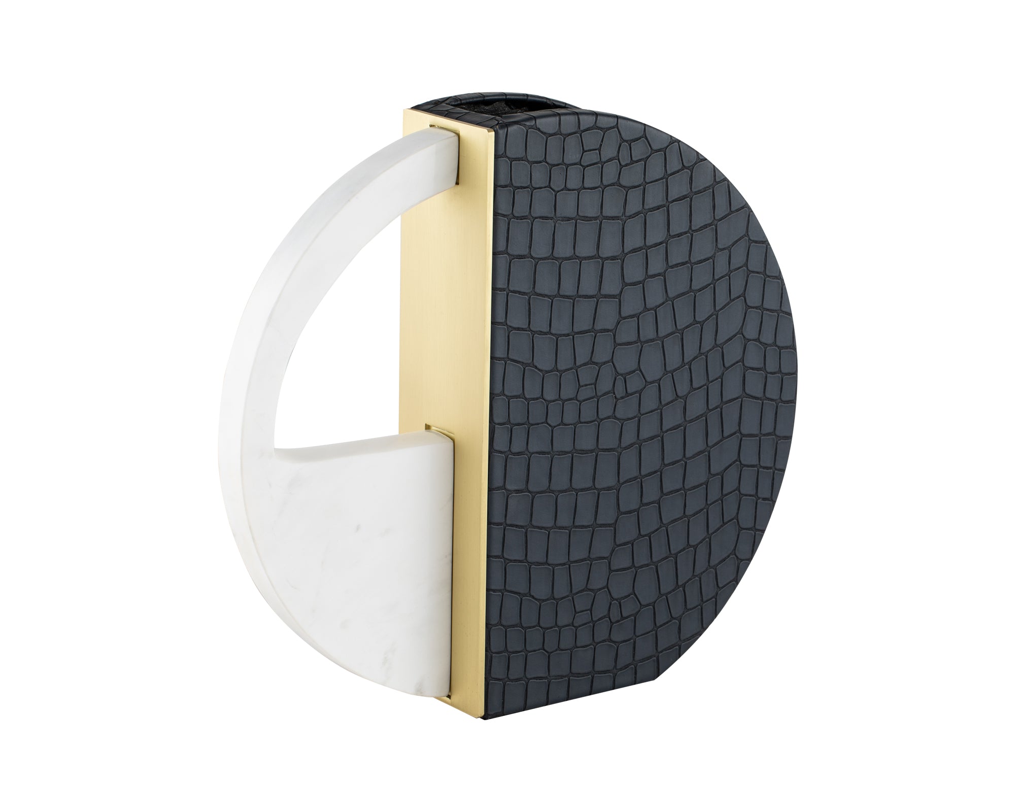 Kalahari Vase - Crocodile Leather, Brass Finish