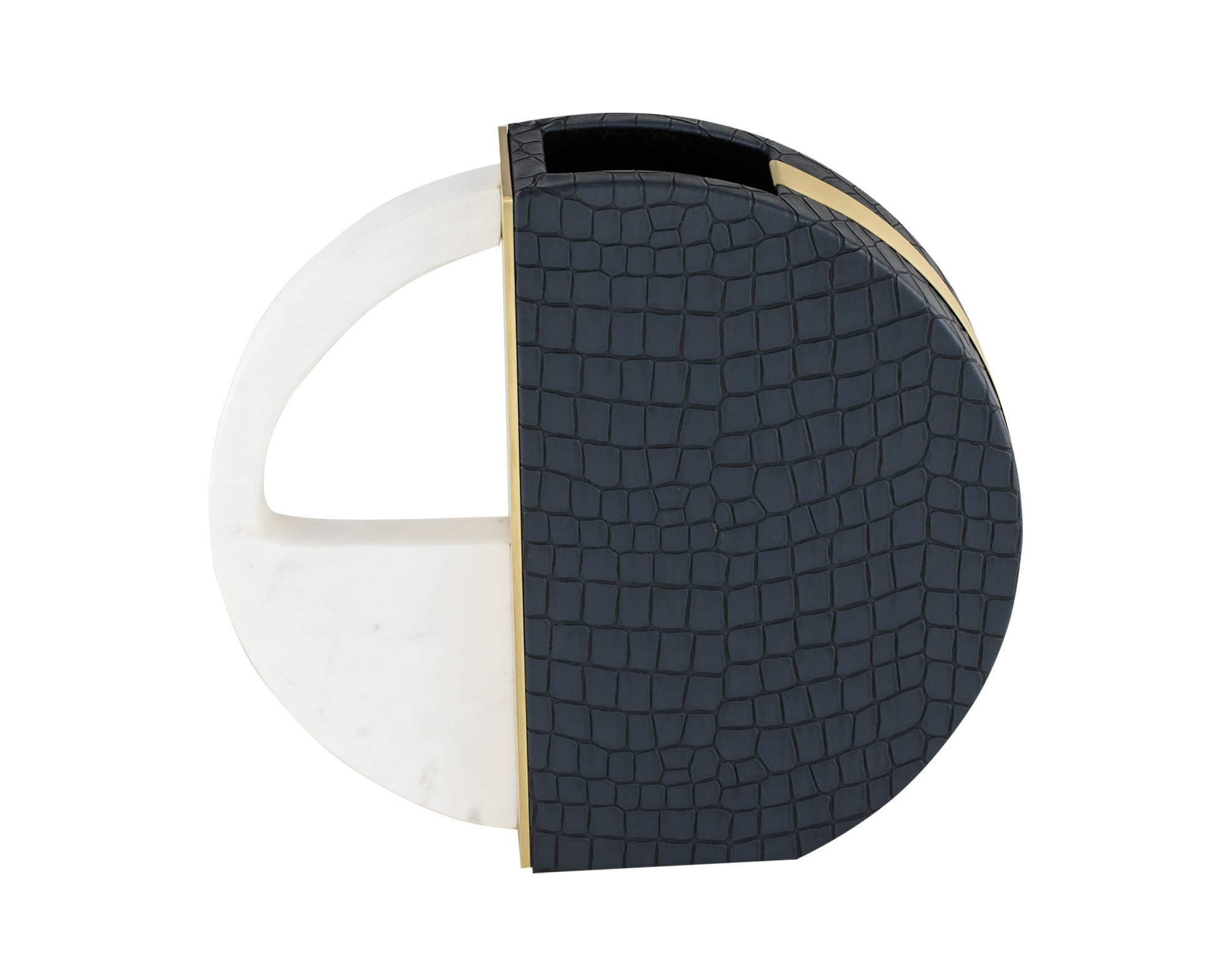 Kalahari Vase - Crocodile Leather, Brass Finish