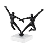 Rondo Sculpture - Blackened Cast Iron, White Marble