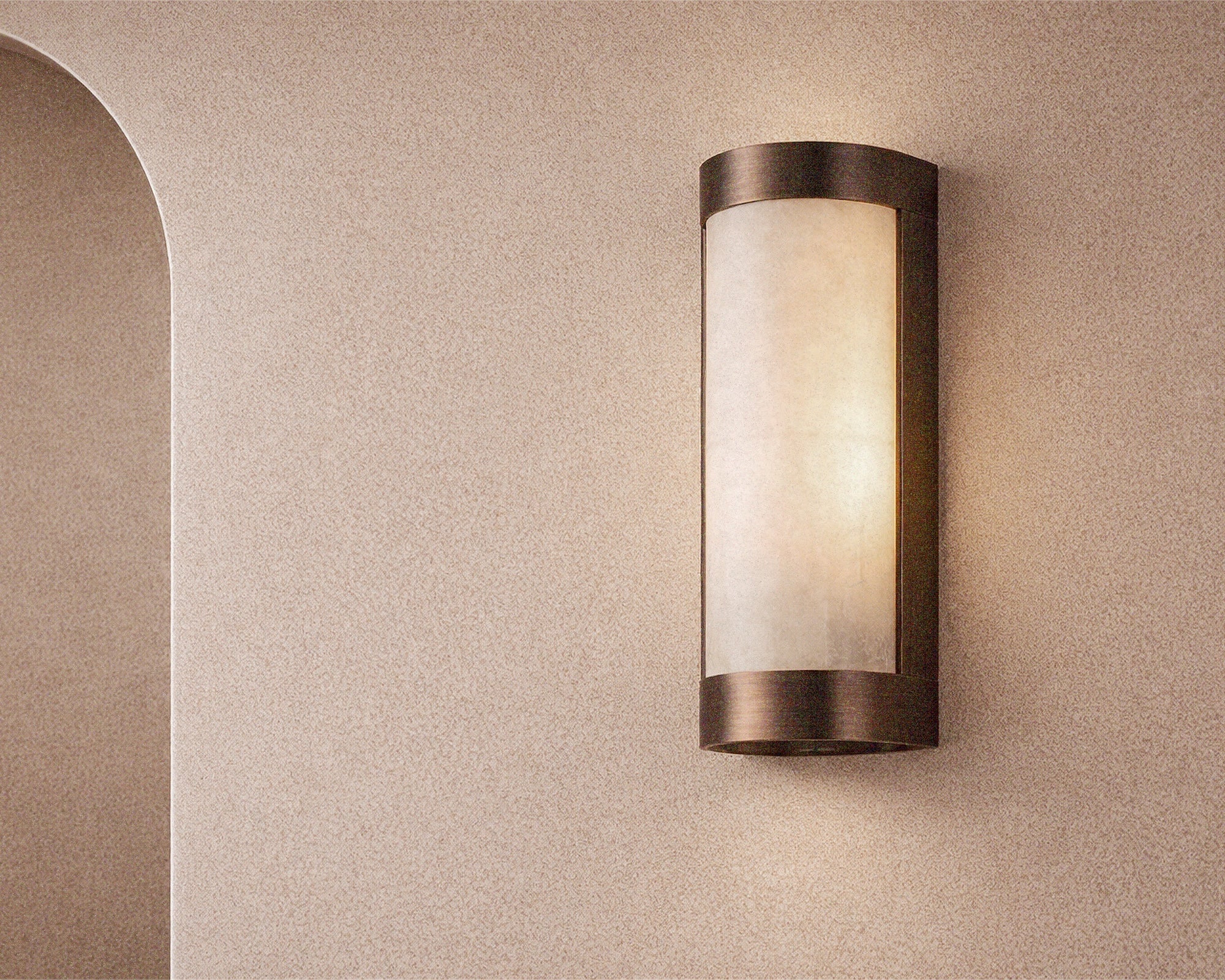 Liang & Eimil Verta IP44 Wall Light - Natural Selenite Glass and Brushed Bronze